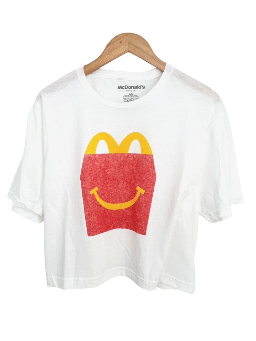 NWOT McDonald’s Women’s Cropped T-Shirt Happy Meal Box Graphic Large